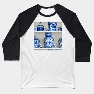 Shelves with blue and white chinoiserie jars Baseball T-Shirt